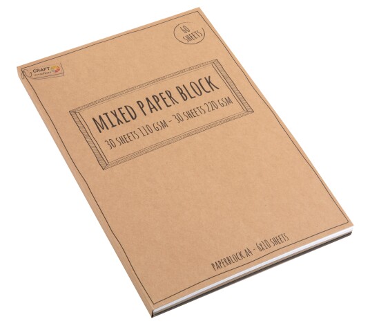 Craft Sensations Paper block mixed paper A4 60 sheet Craft Sensations Paper block mixed paper A4 60 sheet
