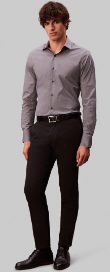 Calvin Klein Slim Esntl Poplin Str Prt Grey 43