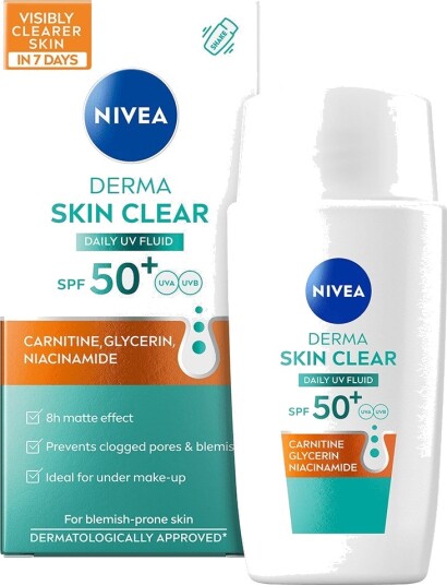 NIVEA Derma Skin Clear UV Fluid SPF 50+ 40 ml Ansiktskrem NIVEA Derma Skin Clear UV Fluid SPF 50+ 40 ml Ansiktskrem