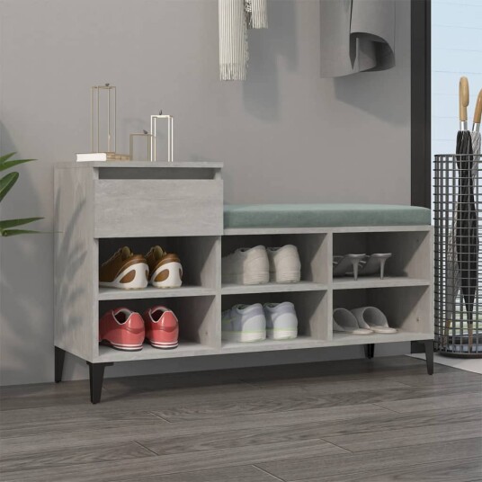 vidaXL Skoskap betonggr? 102x36x60 cm konstruert tre