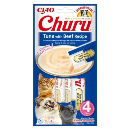 Churu Kattesnacks Tunfisk med Biff 4 x 14 g