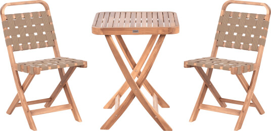 Caféssett utendørs sammenleggbar Calciano akasietre Brun/beige
