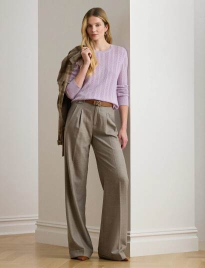 Lauren Ralph Lauren Pointelle-Knit Cotton-Blend Sweater - Pink - XS