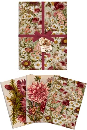 Set Of 3 A6 Notebooks With Purple Flowers