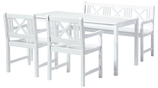 Cinas Rosenborg matgruppe Hvit lakkert mahogny 3-seter sofa, 2 lannstoler og bord Cinas Rosenborg matgruppe Hvit lakkert mahogny 3-seter sofa, 2 lannstoler og bord