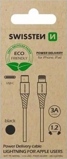 Usb-Kabel Swissten Usb-C Til Lightning 1,2 M Svart 71505300Eco