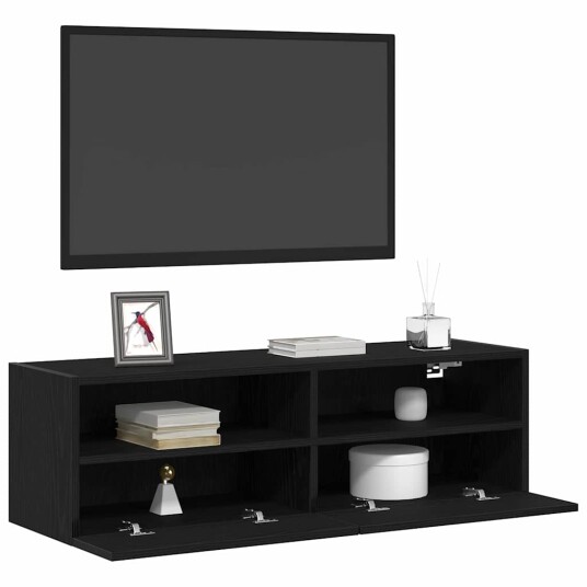 TV Vegghylle Svart Eik 100x30x30 cm Konstruert Tre TV Vegghylle Svart Eik 100x30x30 cm Konstruert Tre