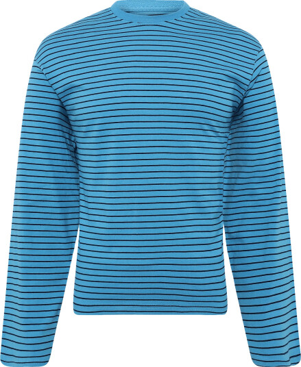 Weekday Long Sleeved Boxy Cotton T Shirt Blue M