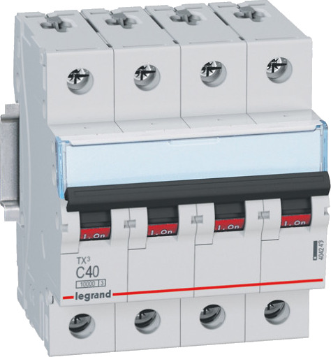 Legrand TX³ MCB automatsikring C40 3P+N 4M 10/10KA