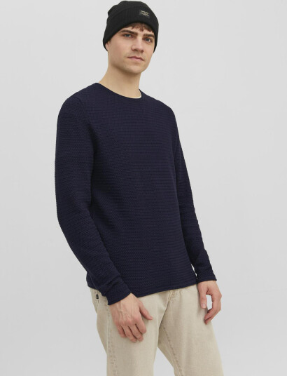 Jack & Jones Jprblumiguel Knit Crew Neck Noos - Navy - XXL Jack & Jones Jprblumiguel Knit Crew Neck Noos - Navy - XXL