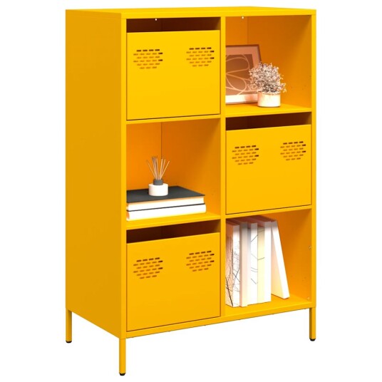  Highboard sennepsgul 68x39x103,5 cm stål 8721102931666