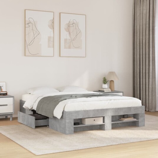  Sengeramme betonggrå 120x200 cm konstruert tre 8721102854859