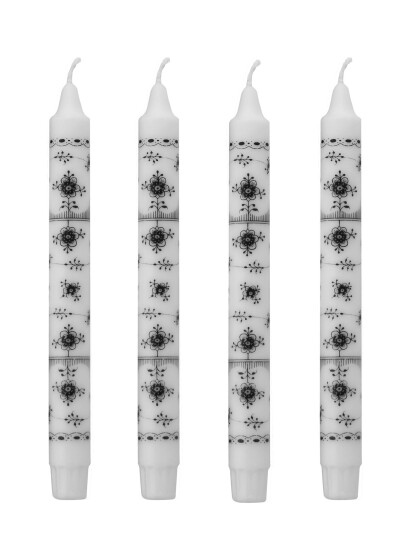 Kunstindustrien Musselmalet Taper Candles, 4 Pack - Multi/patterned - ONE SIZE