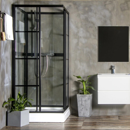 Bathlife Betrakta Dusjkabinett 90x90 cm, Sort Matt/Klart Glass Bathlife Betrakta Dusjkabinett 90x90 cm, Sort Matt/Klart Glass