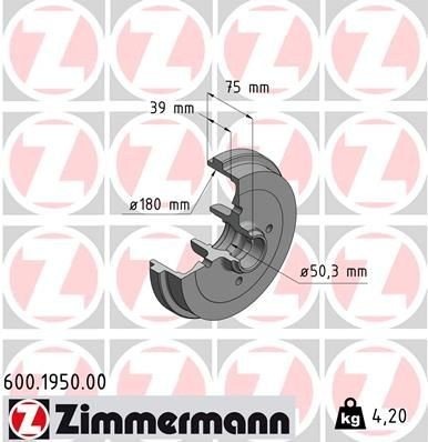 Bremsetrommel ZIMMERMANN 600.1950.00