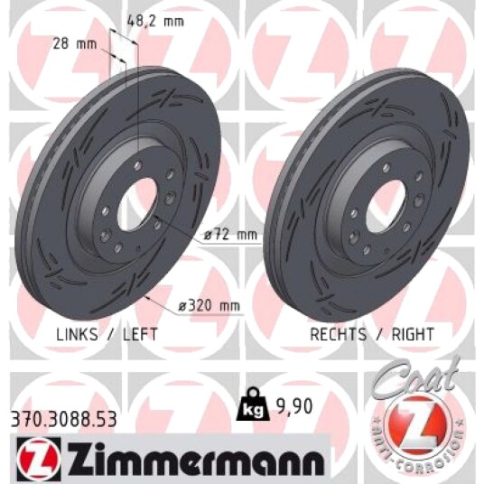 Bremseskive ZIMMERMANN 370.3088.53