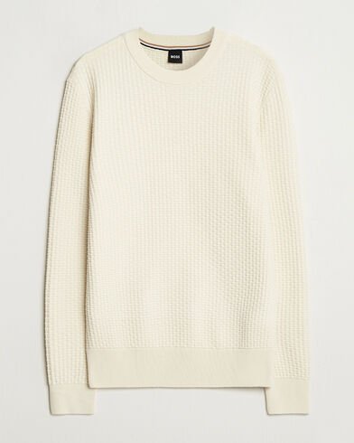 Boss BLACK Imberto Structured Knitted Sweater Open White