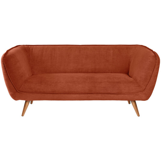 VEGA Sofa Kelso i kordfløyel 2 seters med brune ben; 183x88x76 cm BxDxH; Sete Terrakotta Ramme Bøk