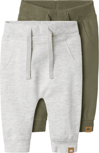 Name It Nbntakki 2-pack joggebukse til baby Light Grey Mel. Name It Nbntakki 2-pack joggebukse til baby Light Grey Mel.