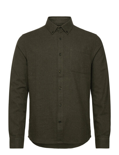 Knowledge Cotton Apparel Organic Cotton Flannel Shirt Gots - Khaki green - S