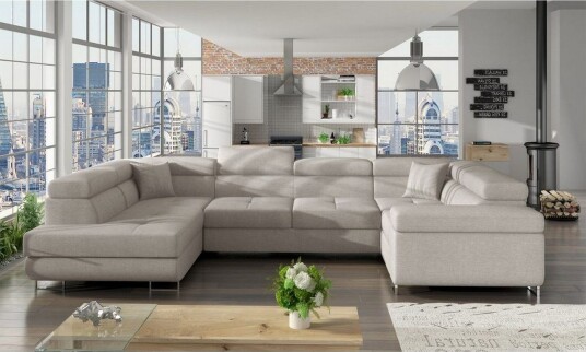 Seksjon Eltap Letto 340x202x90 cm Trekk 02 Lys grå Venstre