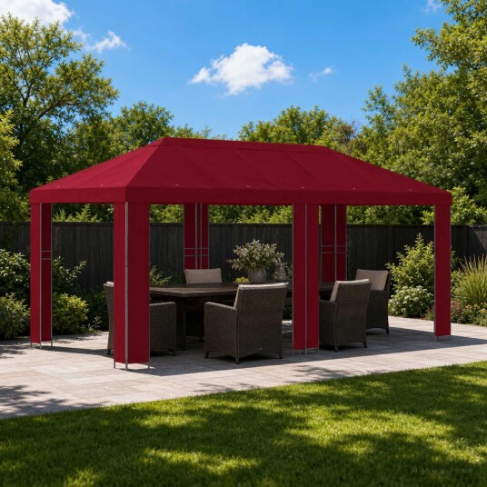 vidaXL Hage Gazebo 6 x 3 m Burgunder Polyester og stål 190 gsm