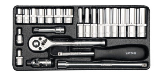 Yato 1/4" Pipenøkkelsett 23 Deler i Krom-Vanadium Stål YT-14421 Yato 1/4" Pipenøkkelsett 23 Deler i Krom-Vanadium Stål YT-14421