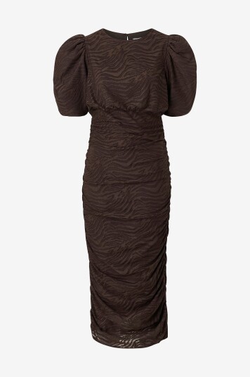 Bubbleroom Kjole Ruched Puff Sleeve Dress Brun Bubbleroom Kjole Ruched Puff Sleeve Dress Brun