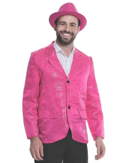 Neon Rosa Blazer med Paljetter   Onesize M/L
