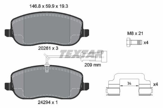 Bremseklosser TEXTAR 2429401 Bremseklosser TEXTAR 2429401
