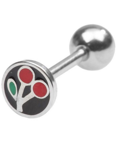 Utgått Tungepiercing med Kirsebær Strl 1.6 x 14 mm