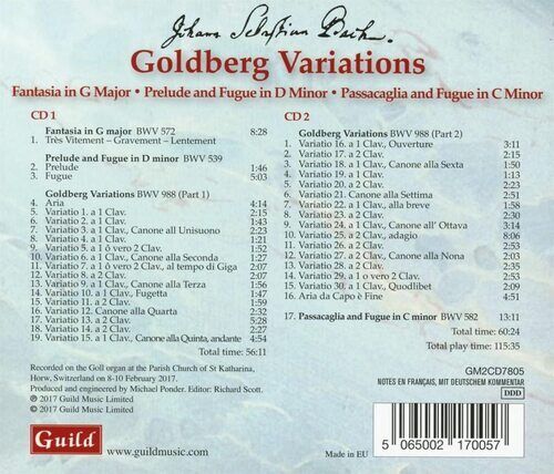 MediaTronixs Johann Sebastian Bach : Johann Sebastian Bach: Goldberg Variations CD 2 discs Pre-Owned