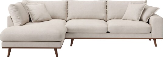 Copenhagen Premium 4 personers Venstrevendt L formet Dyb Chaiselongsofa i Stoff Beige
