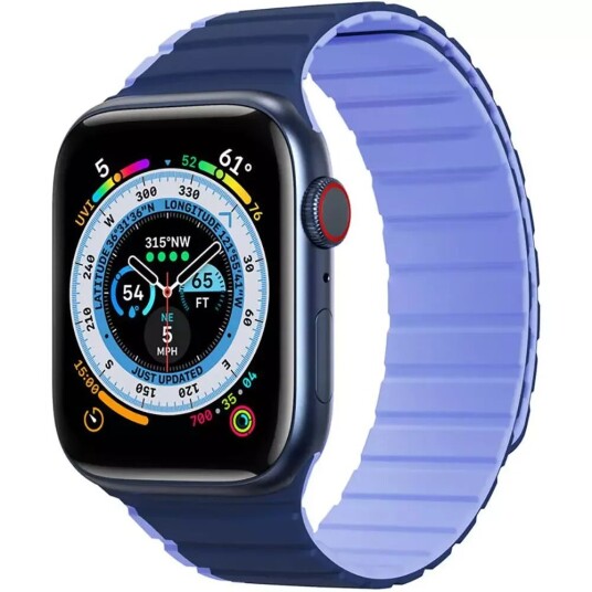 Apple Watch (42/44/SE/45/49mm) Dux Ducis LD-Series Silikon Klokkerem m. Magnetisk Lukking - Blå