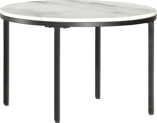Salongbord hvit og svart Ø65 cm ekte solid marmor
