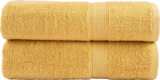 vidaXL Premium dusjhåndklær SOLUND 2 stk gull 70x140 cm 600gsm vidaXL Premium dusjhåndklær SOLUND 2 stk gull 70x140 cm 600gsm