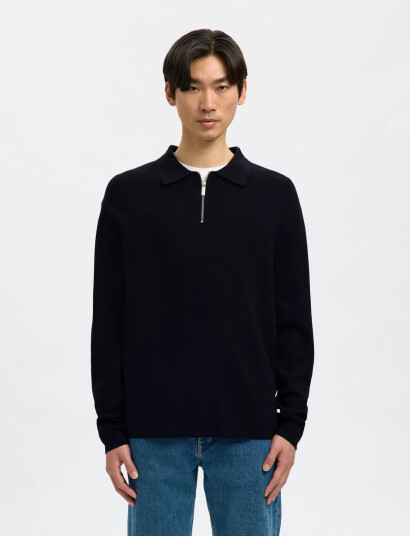 Selected Slhteller Fn Relaxed Half Zip Polo Noos - Navy - S