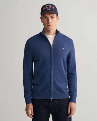 Bomullscardigan med glidelås DK JEANSBLUE MELANGE XS Bomullscardigan med glidelås DK JEANSBLUE MELANGE XS