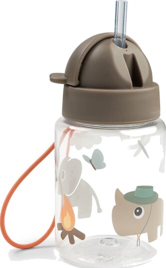 Done By Deer Straw Bottle Tiny Trails Sand 280ml Brown Ø7x H 15cm