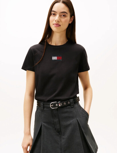 Tommy Jeans Tjw Reg Party Flag Tee Ext - Black - M