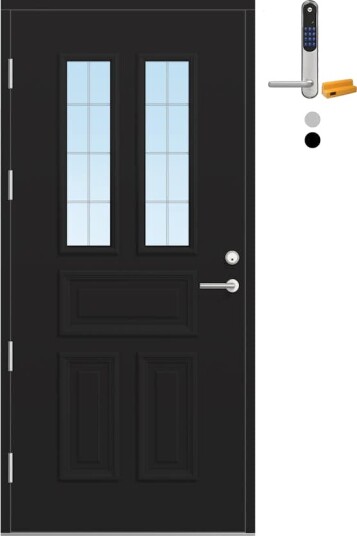 Ytterdør Bygg1 Fjord 04 Slipt Glass med Yale Doorman Classic Home