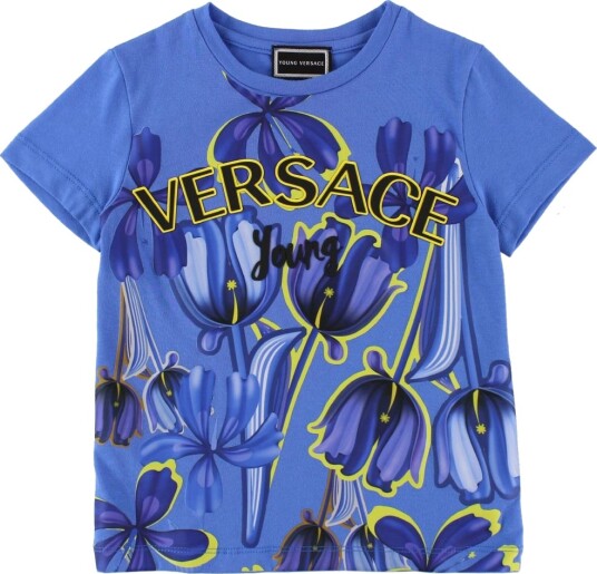 Young Versace T skjorte Blå m. Blomster Versace 4 år 104 T skjorte
