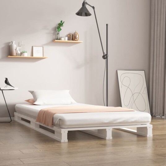 vidaXL Sengeramme hvit 75x190 cm heltre furu 2FT6 Small Single
