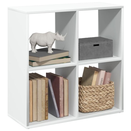 Romdeler bokhylle hvit 69,5x29x69,5 cm konstruert tre