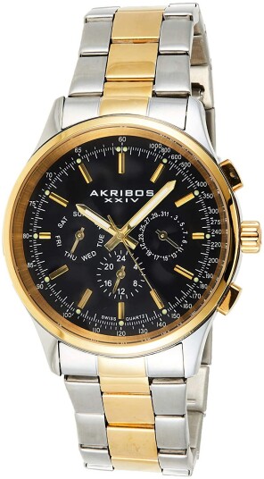 Akribos XXIV Herreklokke AK788TTG Sort/Gulltonet stål Ø43 mm