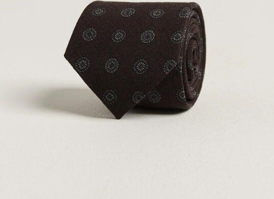 Amanda Christensen Wool Medallion 8cm Tie Brown