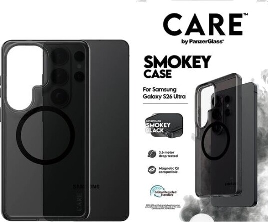 CARE by PanzerGlass Urban Explorer Mobildeksel Smokey Svart for Samsung Galaxy S26 Ultra med Qi-kompatibilitet