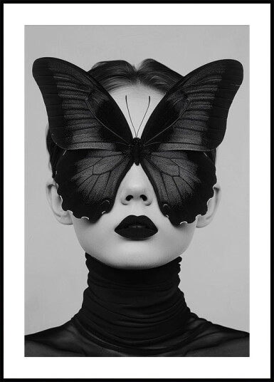 Lady with Black Butterfly Mask Plakat Plakat / 100x150cm