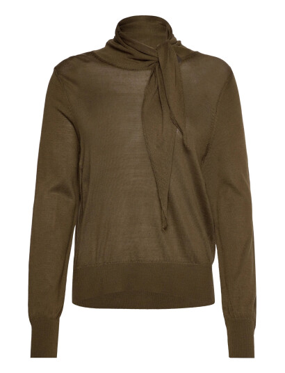 Mango Turtleneck Sweater With Knot - Khaki green - S