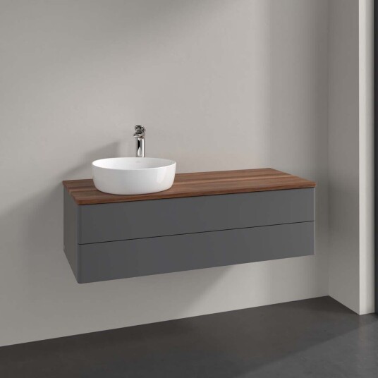 Villeroy & Boch  Antao Servantskap med 2 skuffer 120x50x36 cm u/lys Antrasitt/Valnøtt